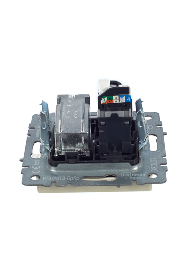 Розетка TV-RJ45 1 пост IEK BRITE бежевый, изображение