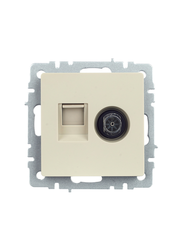 Розетка TV-RJ45 1 пост IEK BRITE бежевый, изображение