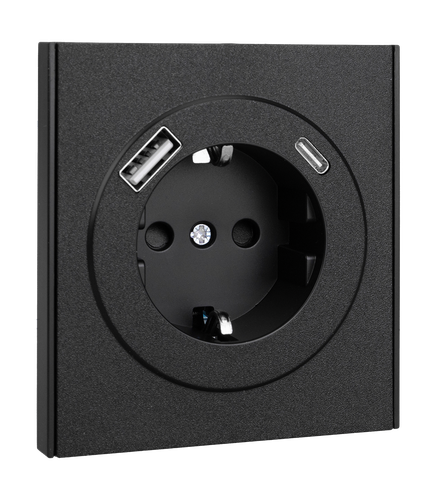 Розетка USB Type-A+C 1 пост Kranz Strong антрацит, вид