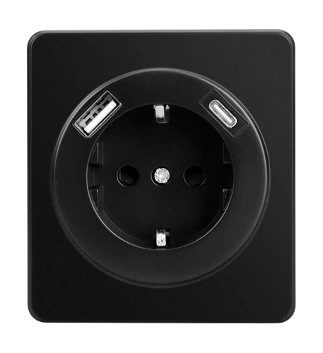 Розетка USB Type-A+C 1 пост Kranz Round оникс, вид