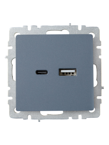 Розетка USB Type-A+C 1 пост IEK BRITE маренго, вид