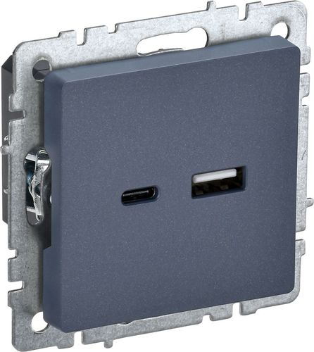 Розетка USB Type-A+C 1 пост IEK BRITE маренго, изображение