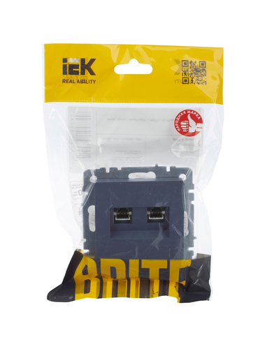 Розетка RJ-45 1 пост IEK BRITE маренго, фото