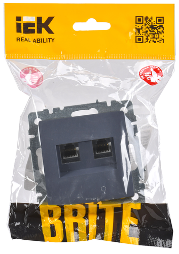 Розетка RJ-11,RJ-45 1 пост IEK BRITE маренго, фото