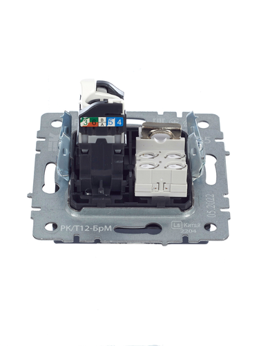 Розетка RJ-11,RJ-45 1 пост IEK BRITE маренго, крупный план