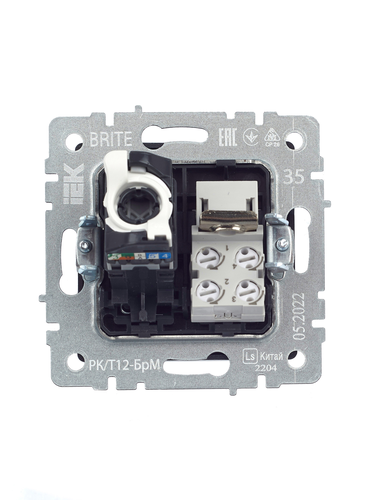 Розетка RJ-11,RJ-45 1 пост IEK BRITE маренго, фотография