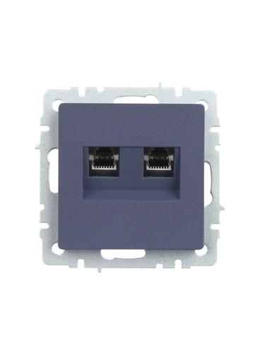 Розетка RJ-11,RJ-45 1 пост IEK BRITE маренго, крупный план