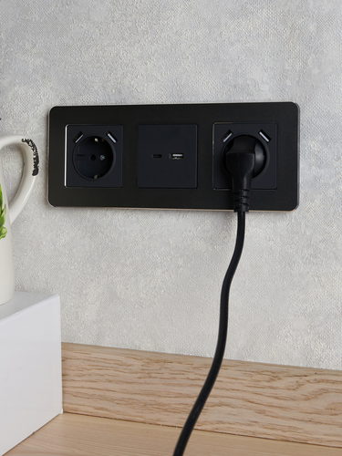 Розетка USB Type-A+C 1 пост IEK BRITE графит, картинка