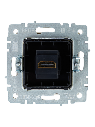 Розетка HDMI 1 пост IEK BRITE белый, крупный план