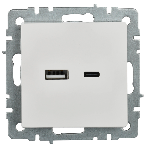 Розетка USB Type-A+C 1 пост IEK BRITE белый, детальное фото