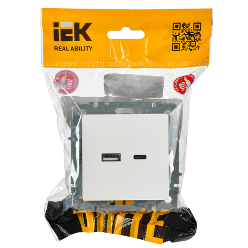 Розетка USB Type-A+C 1 пост IEK BRITE белый, фотография