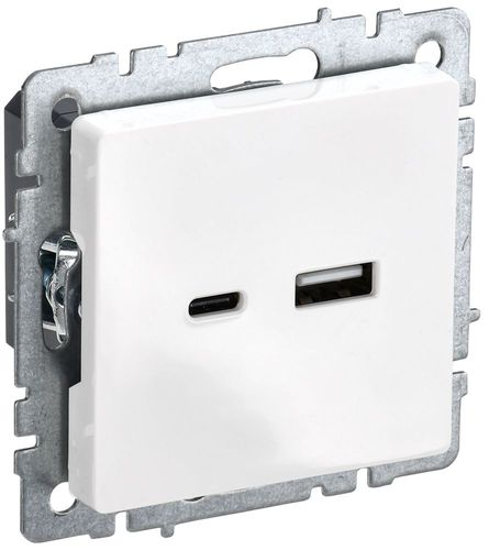 Розетка USB Type-A+C 1 пост IEK BRITE белый, фото