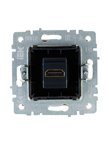 Розетка HDMI 1 пост IEK BRITE бежевый, крупный план