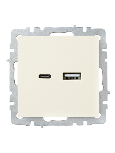 Розетка USB Type-A+C 1 пост IEK BRITE бежевый, фото