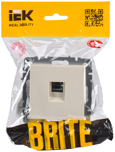 Розетка RJ-45 1 пост IEK BRITE бежевый, детальное фото