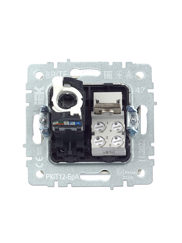 Розетка RJ-11,RJ-45 1 пост IEK BRITE алюминий, вид