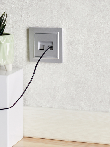 Розетка RJ-11,RJ-45 1 пост IEK BRITE алюминий, вид