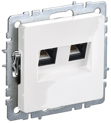 Розетка RJ-11,RJ-45 1 пост IEK BRITE белый, крупный план