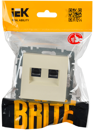 Розетка RJ-11,RJ-45 1 пост IEK BRITE бежевый, вид