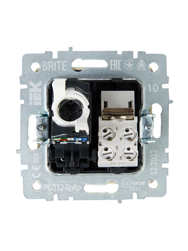 Розетка RJ-11,RJ-45 1 пост IEK BRITE бежевый, детальное фото