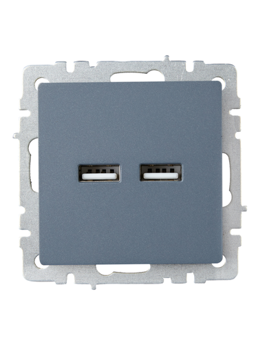 Розетка USB 1 пост IEK BRITE маренго, крупный план