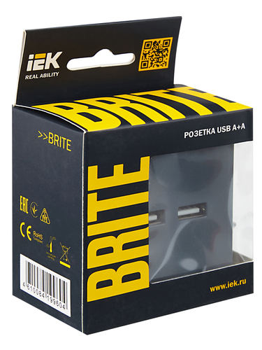 Розетка USB 1 пост IEK BRITE маренго, вид