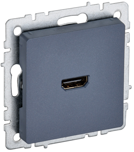 Розетка HDMI 1 пост IEK BRITE маренго, крупный план