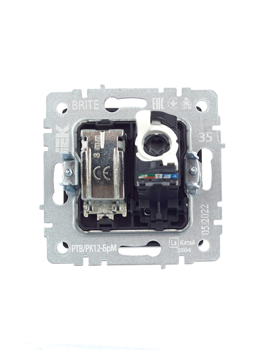 Розетка TV-RJ45 1 пост IEK BRITE маренго, картинка