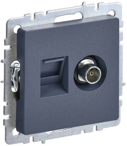Розетка TV-RJ45 1 пост IEK BRITE маренго, вид