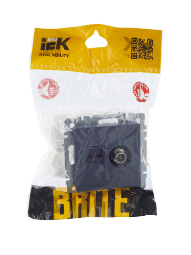 Розетка TV-RJ45 1 пост IEK BRITE маренго, фото