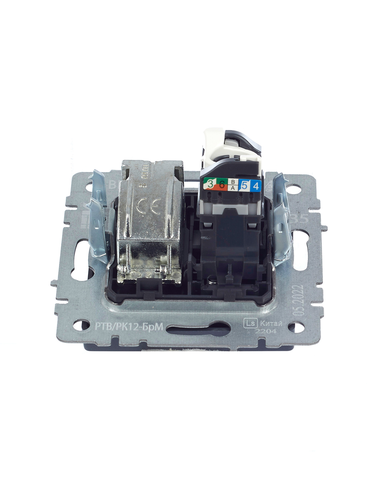 Розетка TV-RJ45 1 пост IEK BRITE маренго, фото