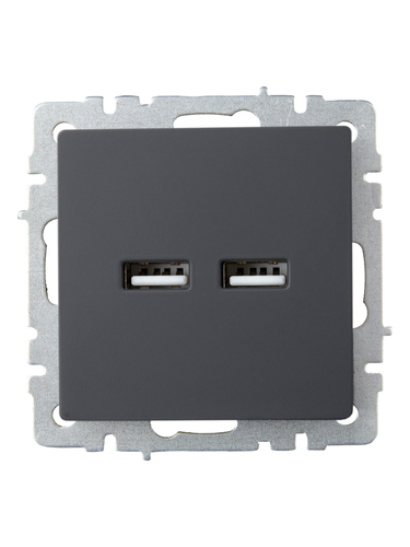 Розетка USB 1 пост IEK BRITE графит, фото