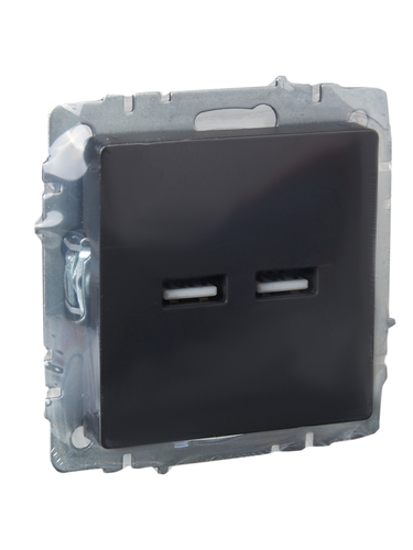Розетка USB 1 пост IEK BRITE графит, фотография