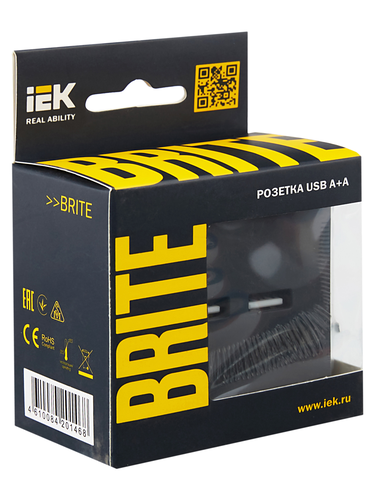 Розетка USB 1 пост IEK BRITE графит, детальное фото
