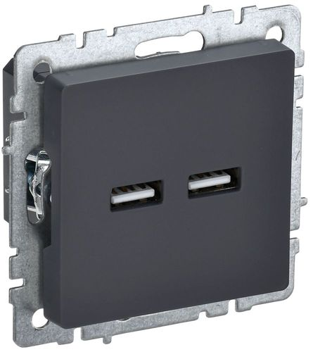 Розетка USB 1 пост IEK BRITE графит, детальное фото