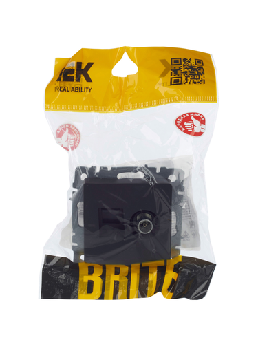 Розетка TV-RJ45 1 пост IEK BRITE графит, фотография