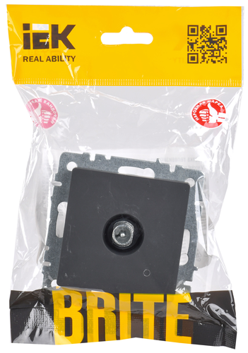 Розетка TV IEK BRITE BR-A10-P-K53 графит, крупный план