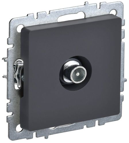 Розетка TV IEK BRITE BR-A10-P-K53 графит, крупный план