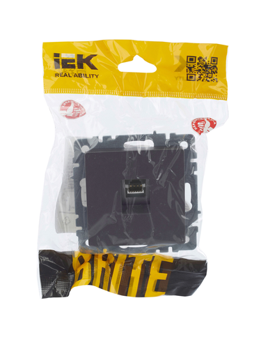 Розетка RJ-45 1 пост IEK BRITE сталь, фотография