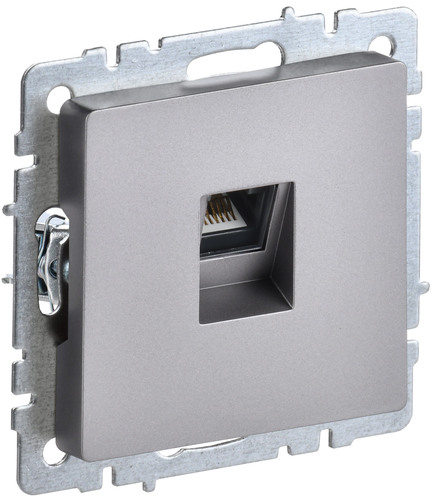Розетка RJ-45 1 пост IEK BRITE сталь, детальное фото