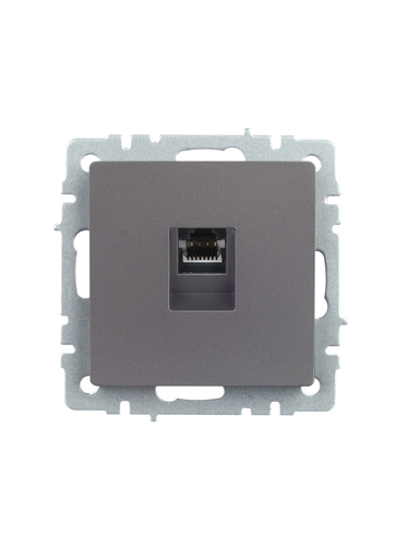 Розетка RJ-45 1 пост IEK BRITE сталь, фотография