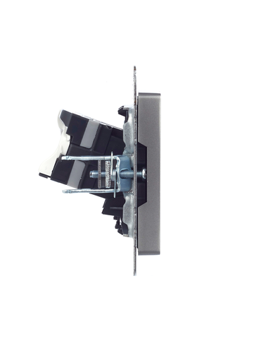 Розетка RJ-45 1 пост IEK BRITE сталь, крупный план