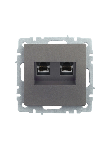 Розетка RJ-45 IEK BRITE BR-K20-1-K46 сталь, крупный план