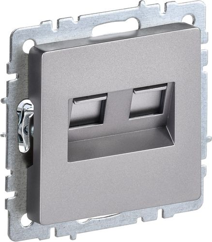 Розетка RJ-45 IEK BRITE BR-K20-1-K46 сталь, крупный план