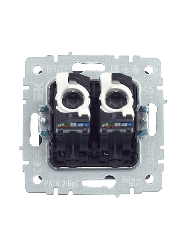 Розетка RJ-45 IEK BRITE BR-K20-1-K46 сталь, фото
