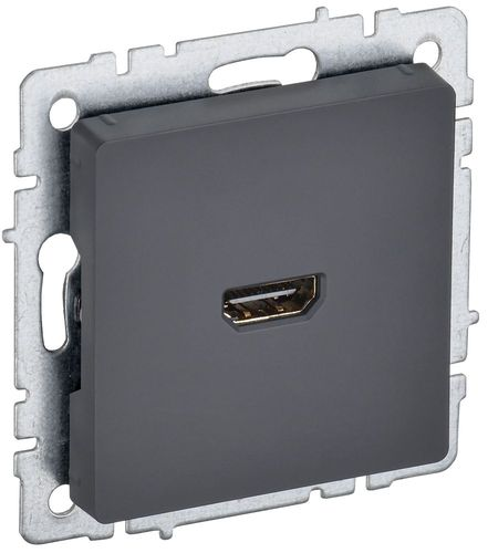 Розетка HDMI 1 пост IEK BRITE графит, детальное фото