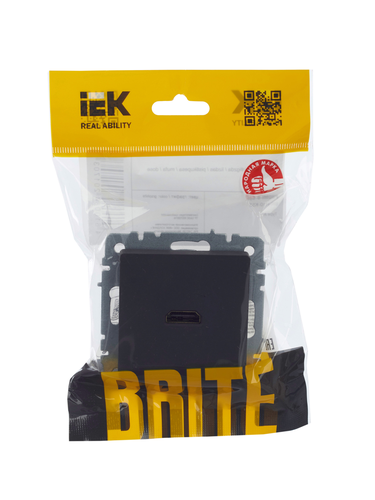 Розетка HDMI 1 пост IEK BRITE графит, фото