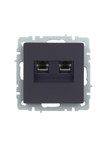 Розетка RJ-11,RJ-45 1 пост IEK BRITE графит, вид