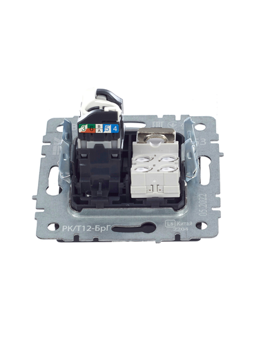 Розетка RJ-11,RJ-45 1 пост IEK BRITE графит, фото