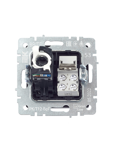 Розетка RJ-11,RJ-45 1 пост IEK BRITE графит, картинка
